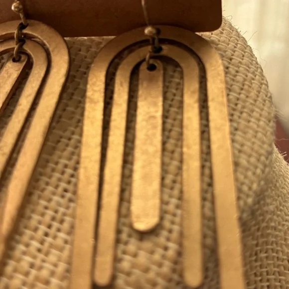 Gold Tiered Arch Drop Earrings - Picture 3 of 3